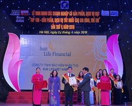Sun Life Việt Nam –“Top 100Sản phẩm, dịch vụ tốt nhất cho gia đình, trẻ em” năm 2018